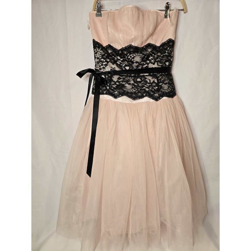 Vintage Gunne Sax by Jessica McClintock Strapless Blush Tulle Lace Gown Size 14 - Picture 16 of 16